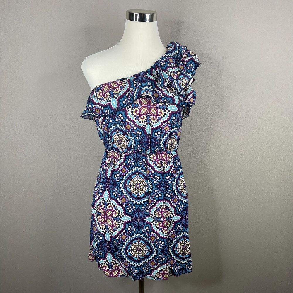 Xhilaration Womens One Shoulder Dress Size M Paisley Multi Color Wedding Cocktai